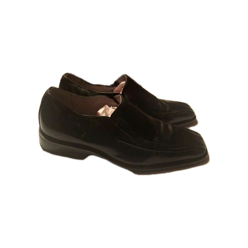 Stacy Adams Leather Loafers Black Dress Work Shoes Square Toes Size 9 W